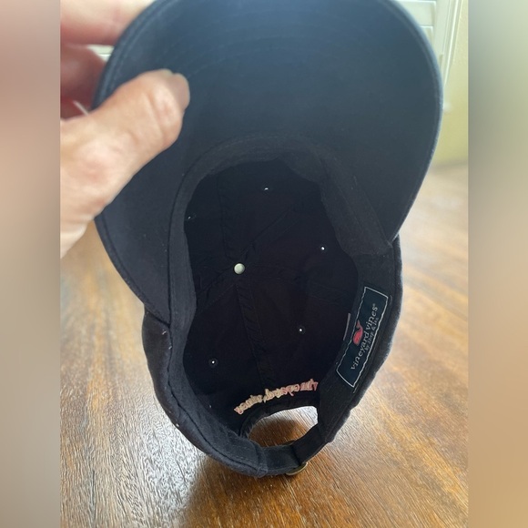 Vineyard Vines Classic Logo Pink Whale Baseball Hat Navy Strapback Dad Golf Cap - Picture 5 of 7